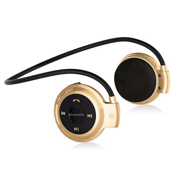 Wireless Mini-503 Earphones with Fm Radio & 32gb Tf Card Support - Gold
