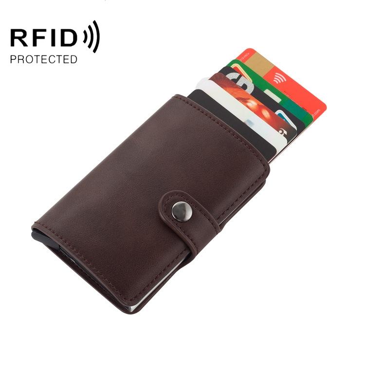 V562-D1026283060DBT-202508281811-00 Rfid-protected Leather Card Wallet - Pu Material - Coffee - Image 1