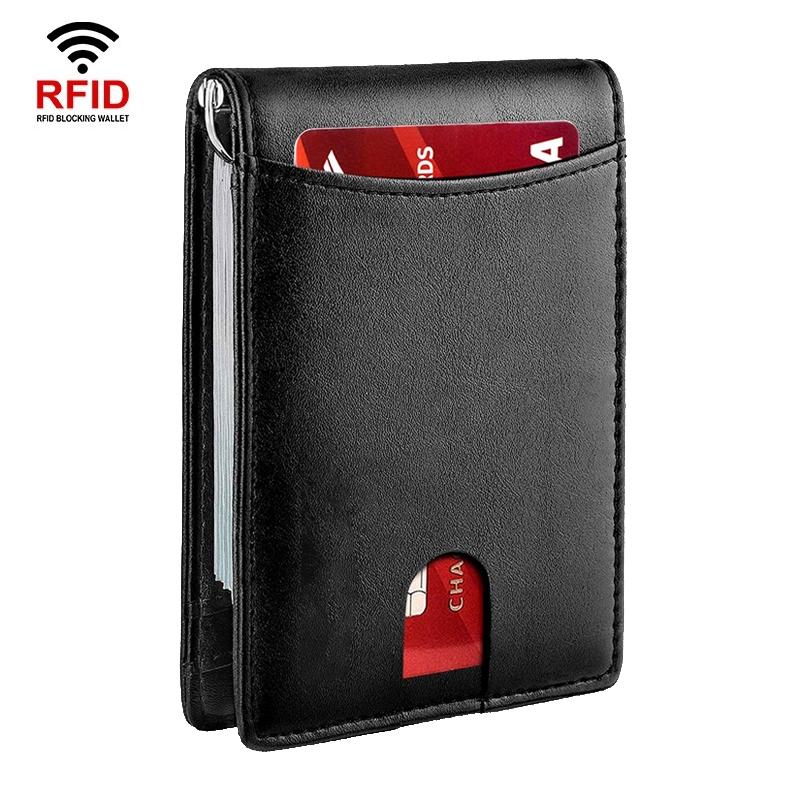 Rfid-protected Leather Wallet - Flat Pattern Black Inside