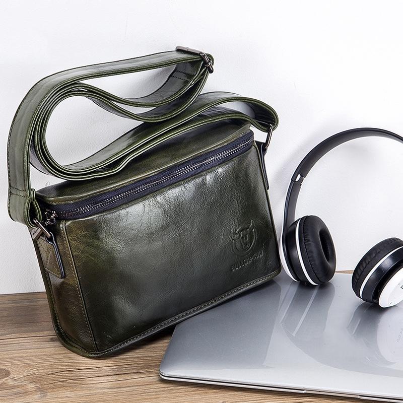 V562-D1068022060DBT-202508291042-00 Men Brown Leather Shoulder Bag - Dark Night Green - Image 1