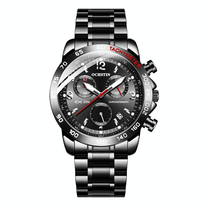 Waterproof Luminous Men Watch with Steel Strap - Black 01