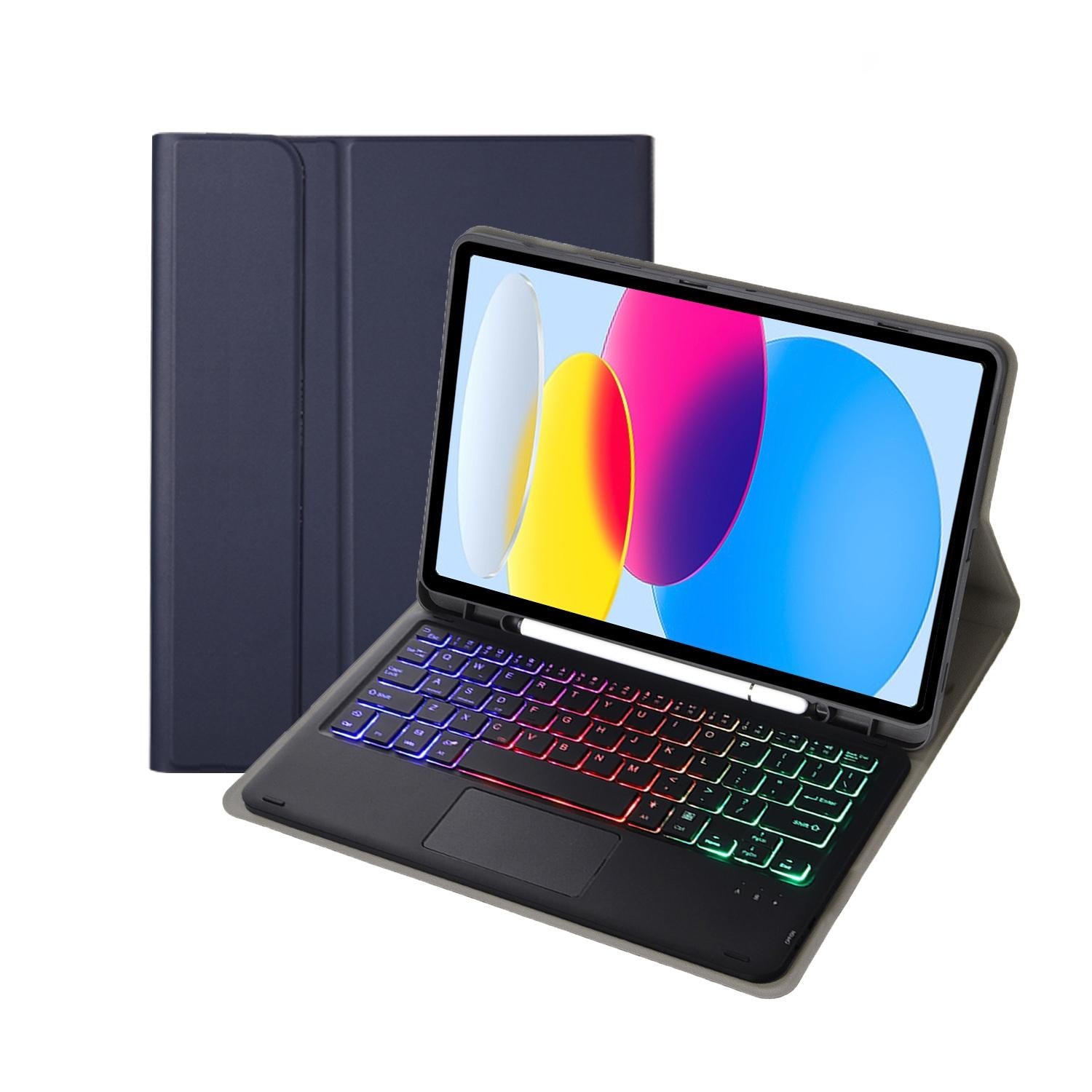 V562-D8837SAS-202508290653-00 2022 Ipad 10.9 Lambskin Keyboard Case With Backlight & Pen Slot - Dark Blue - Image 1