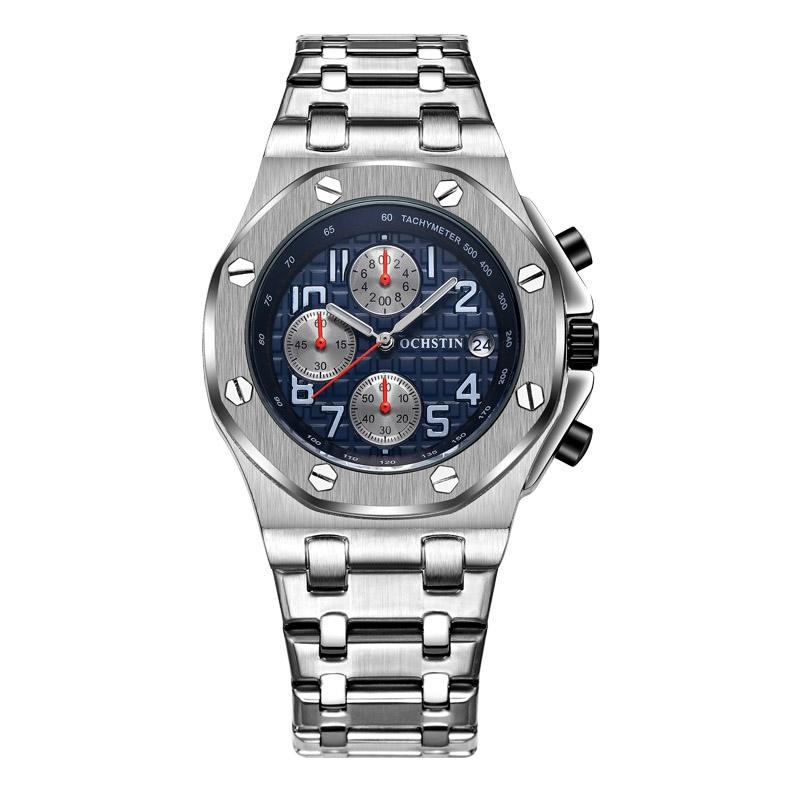 Waterproof Luminous Men Watch with Steel Strap - 6100d - Silver 01