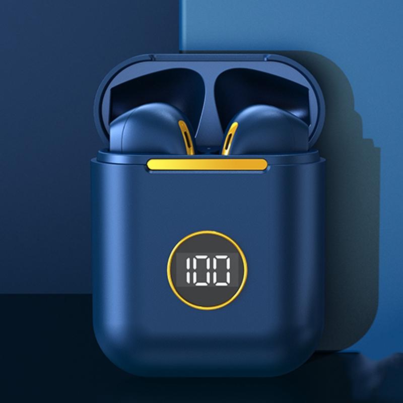 Wireless Sport Bluetooth Headphones with Led Display and Noise Reduction - Blue