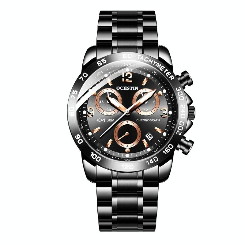 V562-E106930400ADE-202508281041-00 Waterproof Luminous Men Watch with Steel Strap - Black 02 - Image 1