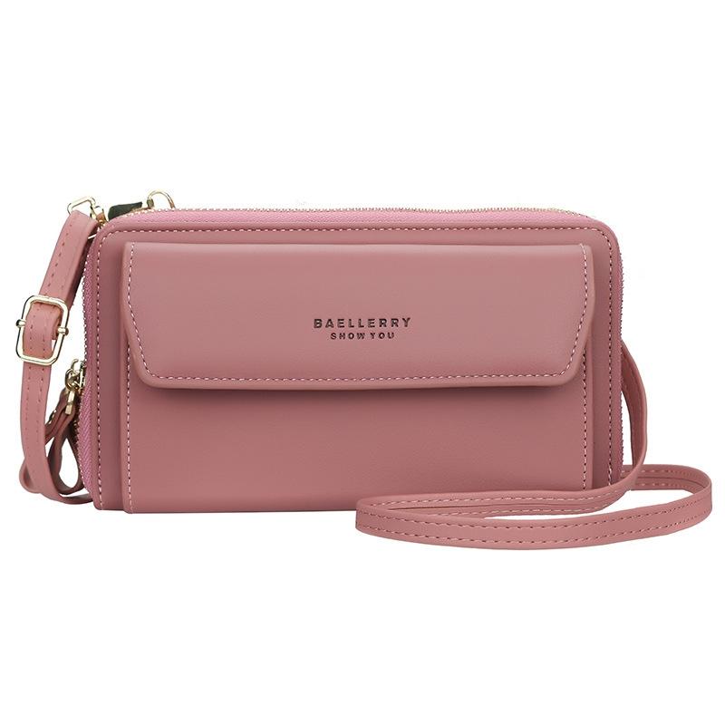 V562-E1069783950DBT-202508291310-00 Large Capacity Shoulder Bag With Double Zipper - Dark Pink - Image 1