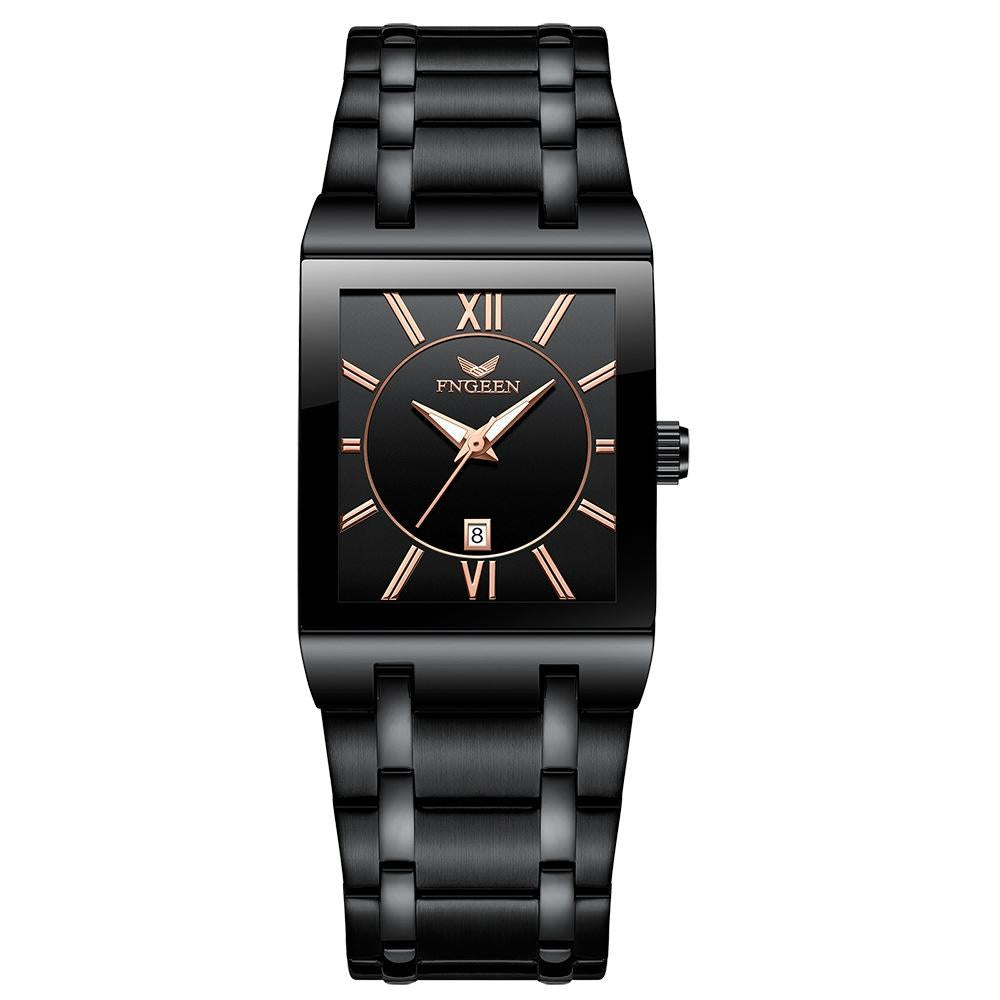 V562-E1083622060DBT-202508281541-00 Waterproof Square Men Watch with Calendar - 50m - Black Belt Black Shell Black Surface - Image 1