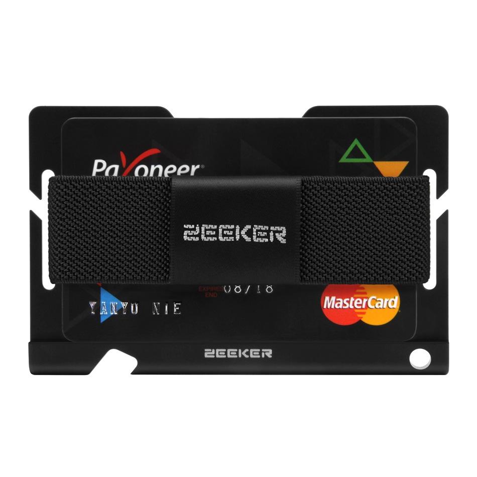 V562-F1014477850DBT-202508290846-00 Multi Function Aluminum Card Holder For Men & Women Elastic Band Wallet - Black - Image 1