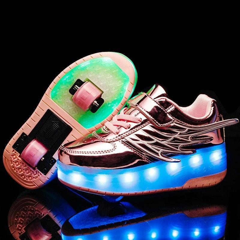 Double Wheel Led Roller Skates - Size 40 - Pink
