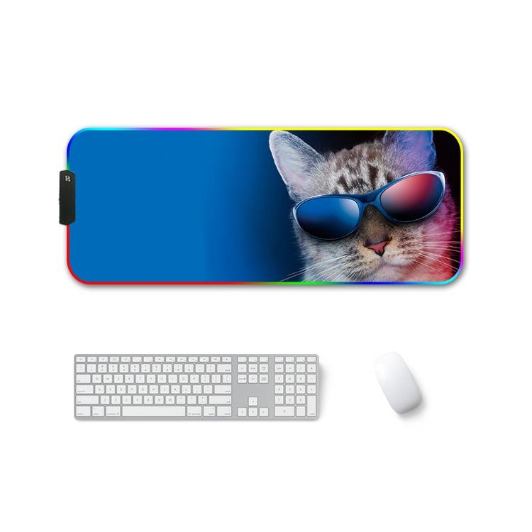 V562-F4018412750DBT-202508291435-00 Rgb Non Slip Mouse Pad With Thermal Transfer - Glasses Cat - Image 1