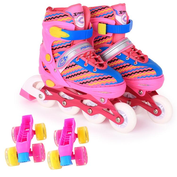 V562-F5181GO-202508281536-00 Kids Double-row Roller Skates - White Size l - Pink - Image 1
