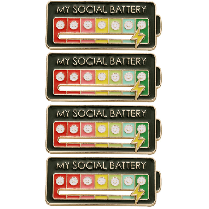 V562-GU23-H018BLACKX4-202508291415-00 Vibe Geeks Creative Social Battery Energy Enamel Pins Mood Jewelry Brooches - Black - 4 Pcs - Image 1