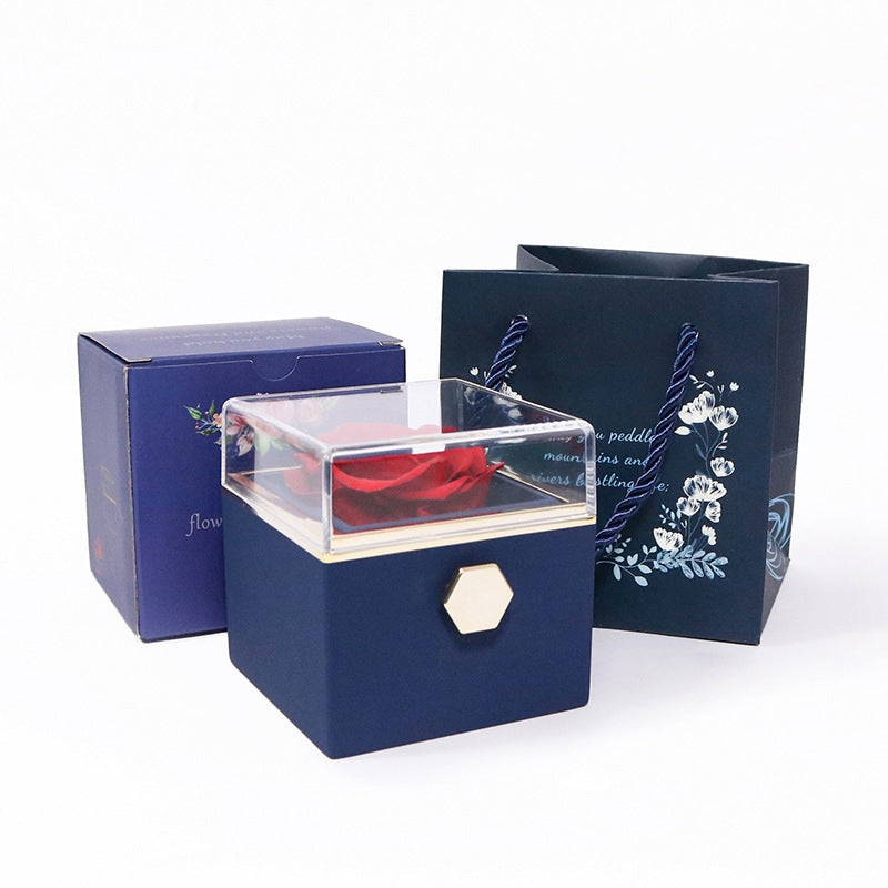 V562-GU23-H063DARKBLUE-202508292132-00 Vibe Geeks Eternal Rose Box Preserved Flower Surprise Proposal Jewelry Box - Dark Blue - Image 1
