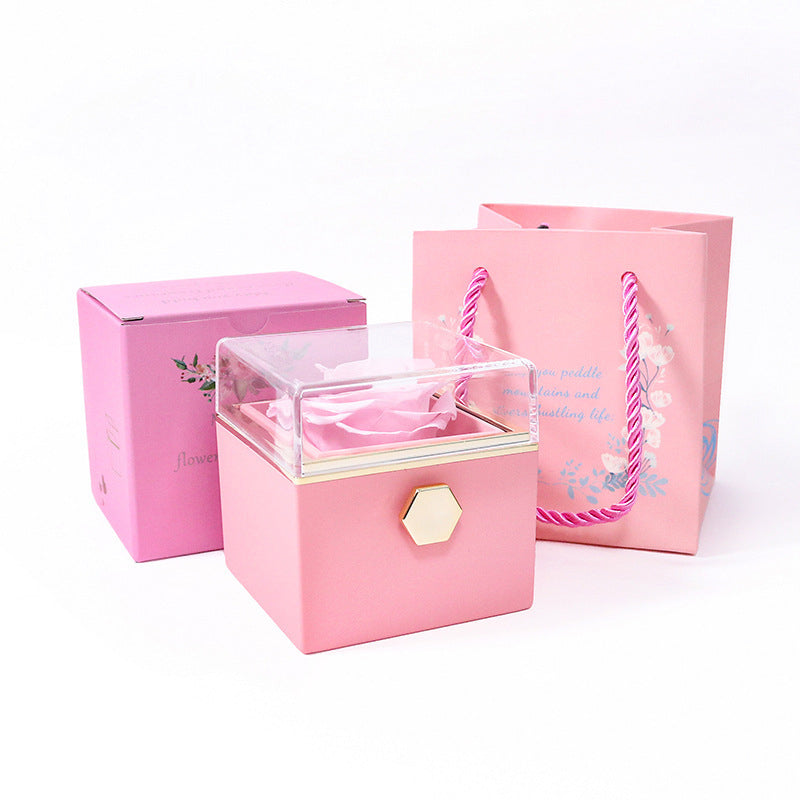 V562-GU23-H063PINK-202508292135-00 Vibe Geeks Eternal Rose Box Preserved Flower Surprise Proposal Jewelry Box - Pink - Image 1