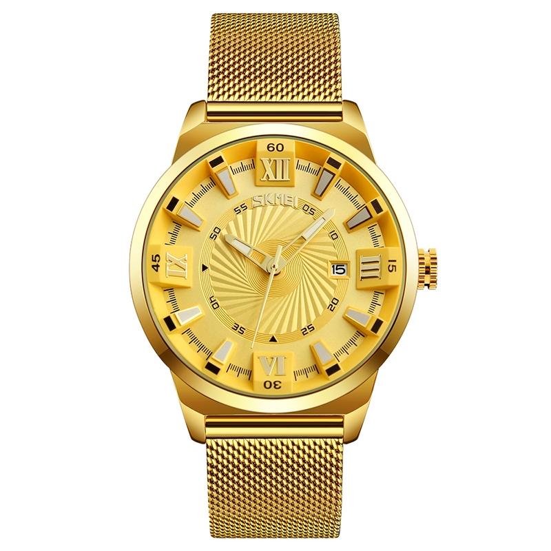 V562-J3206AW-202508282021-00 Stylish 30m Waterproof Metal Quartz Men Watch - Gold - Image 1