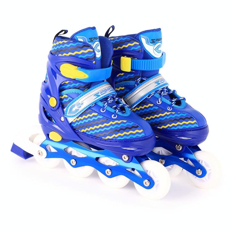 V562-L7161GO-202508281045-00 Full-flash Roller Skates for Kids - White Size l - Blue - Image 1