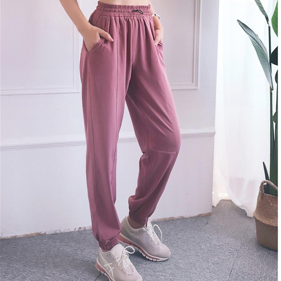 V562-LA01666054YZ-202508290453-00 High Waist Drawstring Fitness Pants Black Size L - Quicksand Powder Xl - Image 1