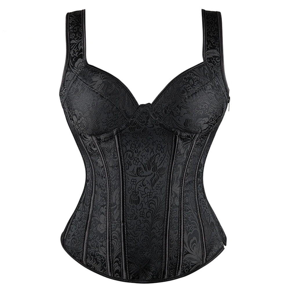 V562-OBBPBBAAILTXPXAI-6-202508291725-00 Black Retro Steampunk Padded Corset & Bustier Side Zipper Plus Size - Black - 6Xl - Image 1