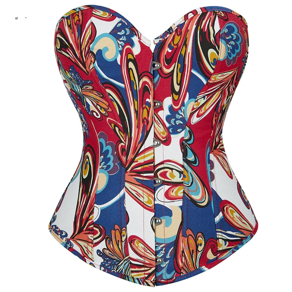 V562-OBBPBBKOIIXIALKI-12-202508291750-00 Oil Painting Strapless Overbust Corset Top Front 6 Busk Back Lace Renaissance Style For Women - Blue - Xxl - Image 1