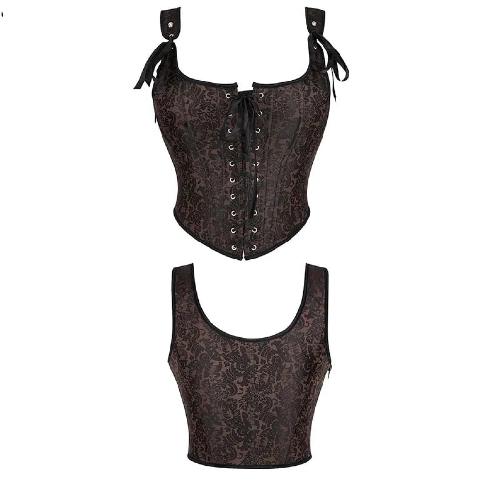 V562-OBBPBBNIBBKKLBBB-3-202508291906-00 Steampunk Retro Bustier Strap Vest Tank Top Coffee Corset Plus Size Xs-6Xl - M - Image 1