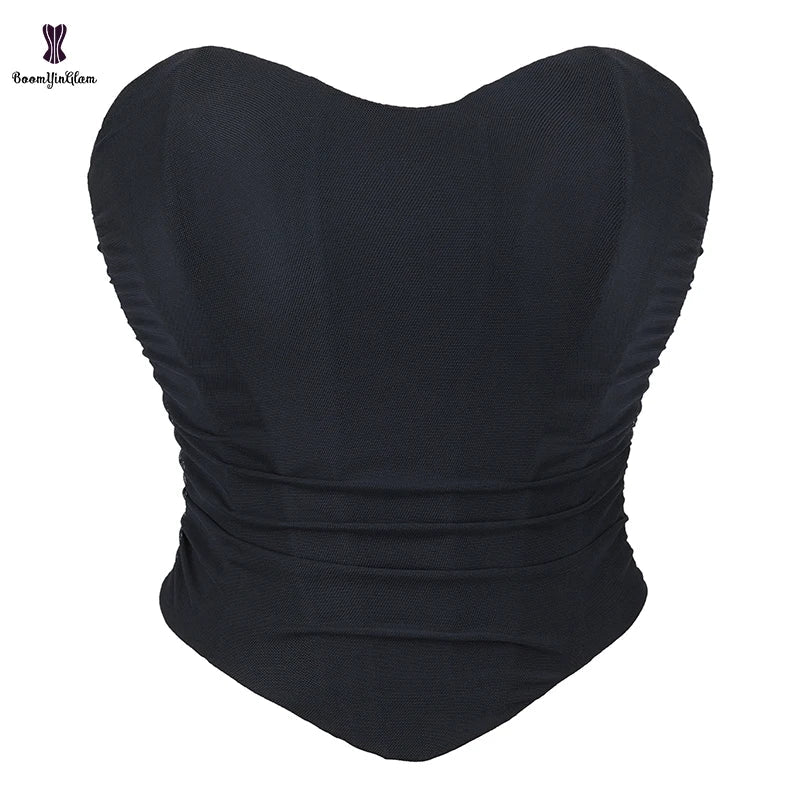 V562-OBBPBBNPKIIANXIP-3-202508291826-00 Fishbone Support Black Overbust Corset Plus Size S-Xxxl Lace Up Boned Asymmetrical Design - M - Image 1