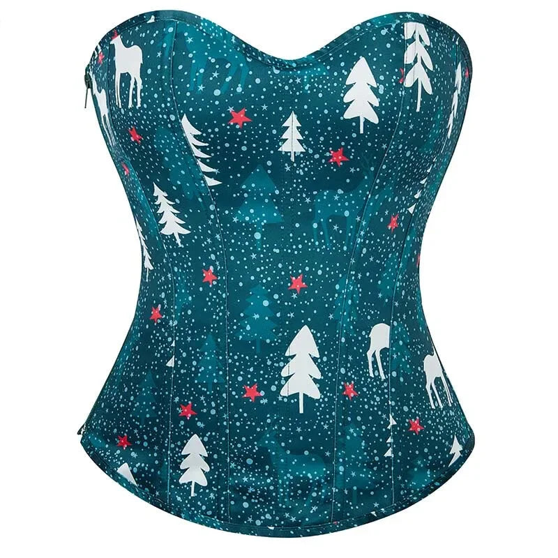 V562-OBBPBBNPKILLOLTN-2-202508291835-00 Green Lace-Up Corset Top Fish Bone Support Plus Size Xs-Xl Zip & Lace Closure - Xl - Image 1