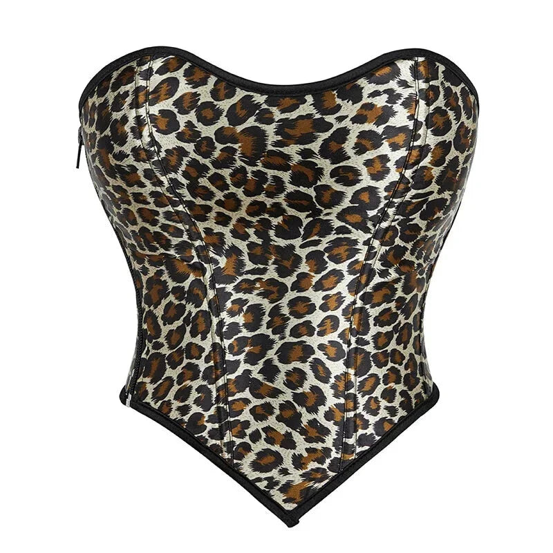 V562-OBBPBBNPTAKBNLBL-2-202508292026-00 Leopard Print Zip-Up Corset Fishbone Support Plus Size S-Xxl - Xl - Image 1
