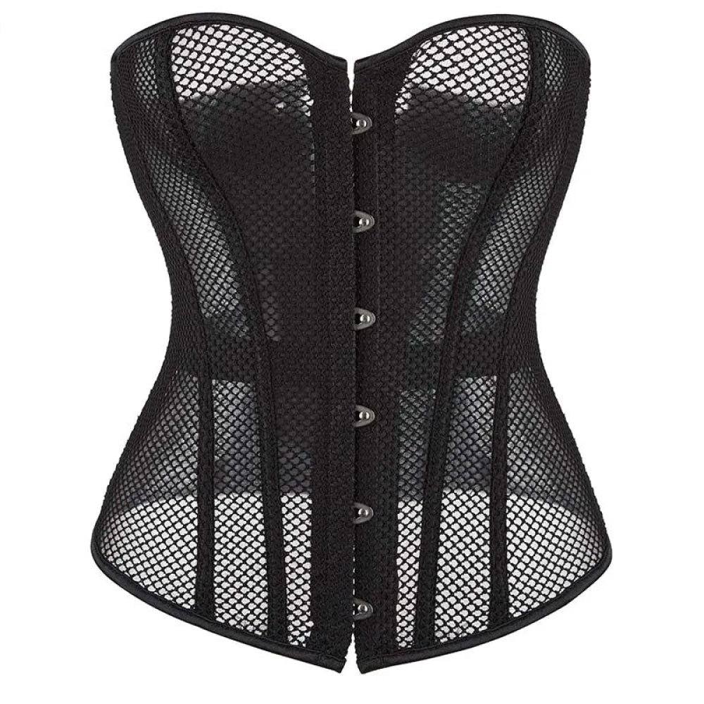 V562-OBBPBBNTNINOBKXN-9-202508291720-00 Fish Bone Gothic Mesh Net Patchwork Satin Overbust Corset Plus Size Xs-6Xl - 5Xl - Image 1