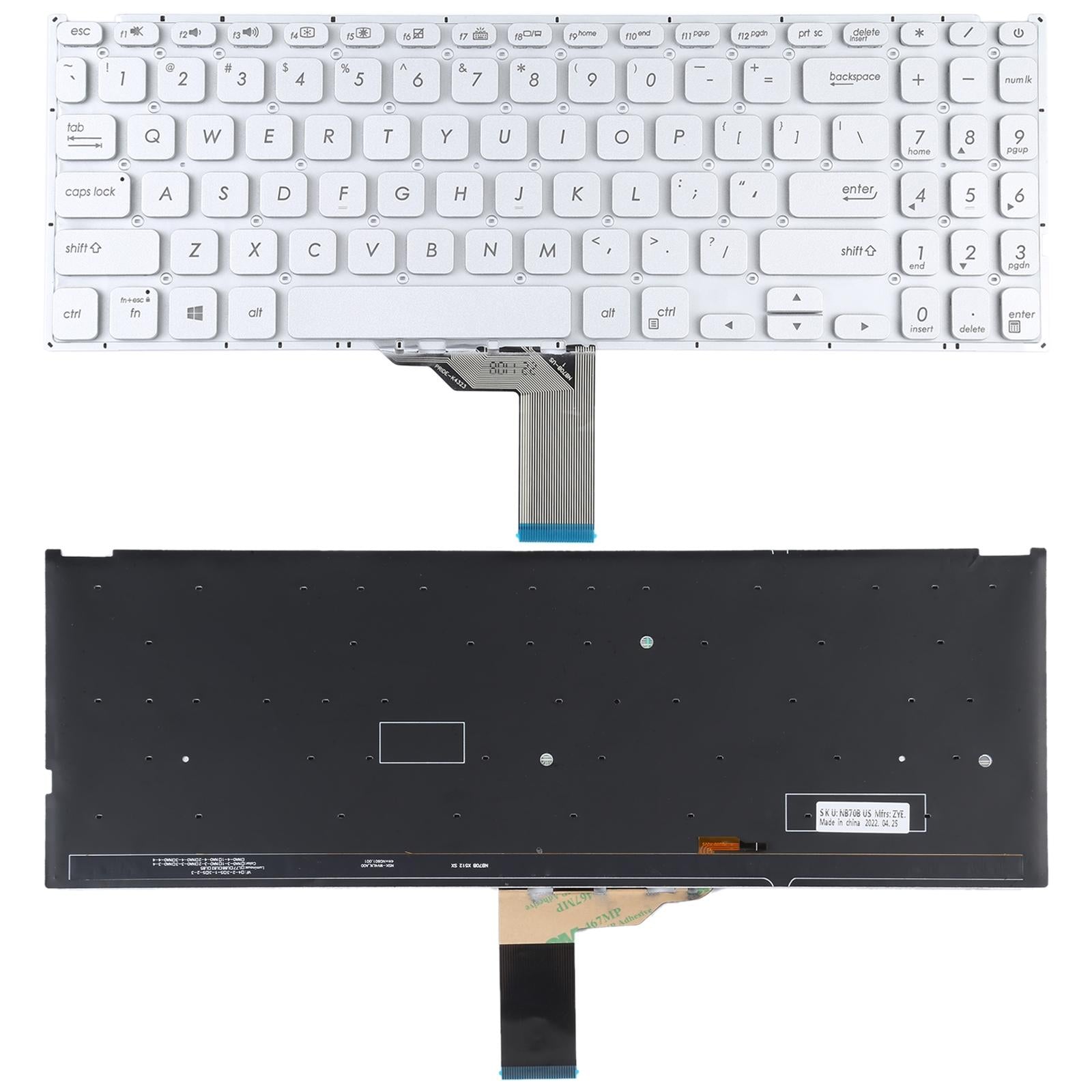 V562-S3670CBM-202508271910-00 Us Keyboard with Backlight for Asus Vivobook X512 - Silver - Image 1