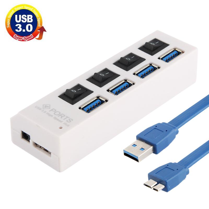 V562-W7003-HU-S-202508292205-00 4-Port Usb 3.0 Hub 5Gbps Speed Plug & Play 1Tb Support - White - Image 1