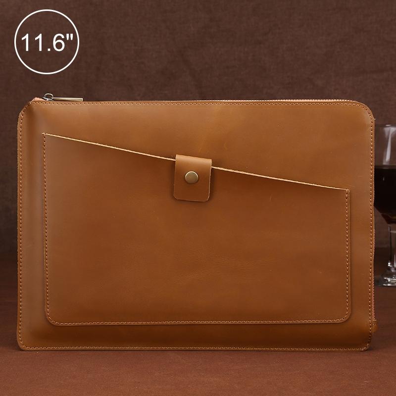 V562-Y3901BL-202508290341-00 Leather Laptop Tablet Bag with Zipper for Macbook Samsung Sony Dell Alienware Chuwi Asus Hp - Yellow - Image 1