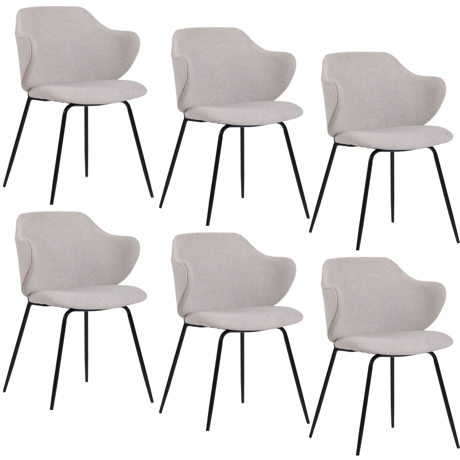 V563-68409_3X-202508260915-00 Set of 2 Dining Chairs Fabric with Metal Legs in Ivory Beige - Image 1