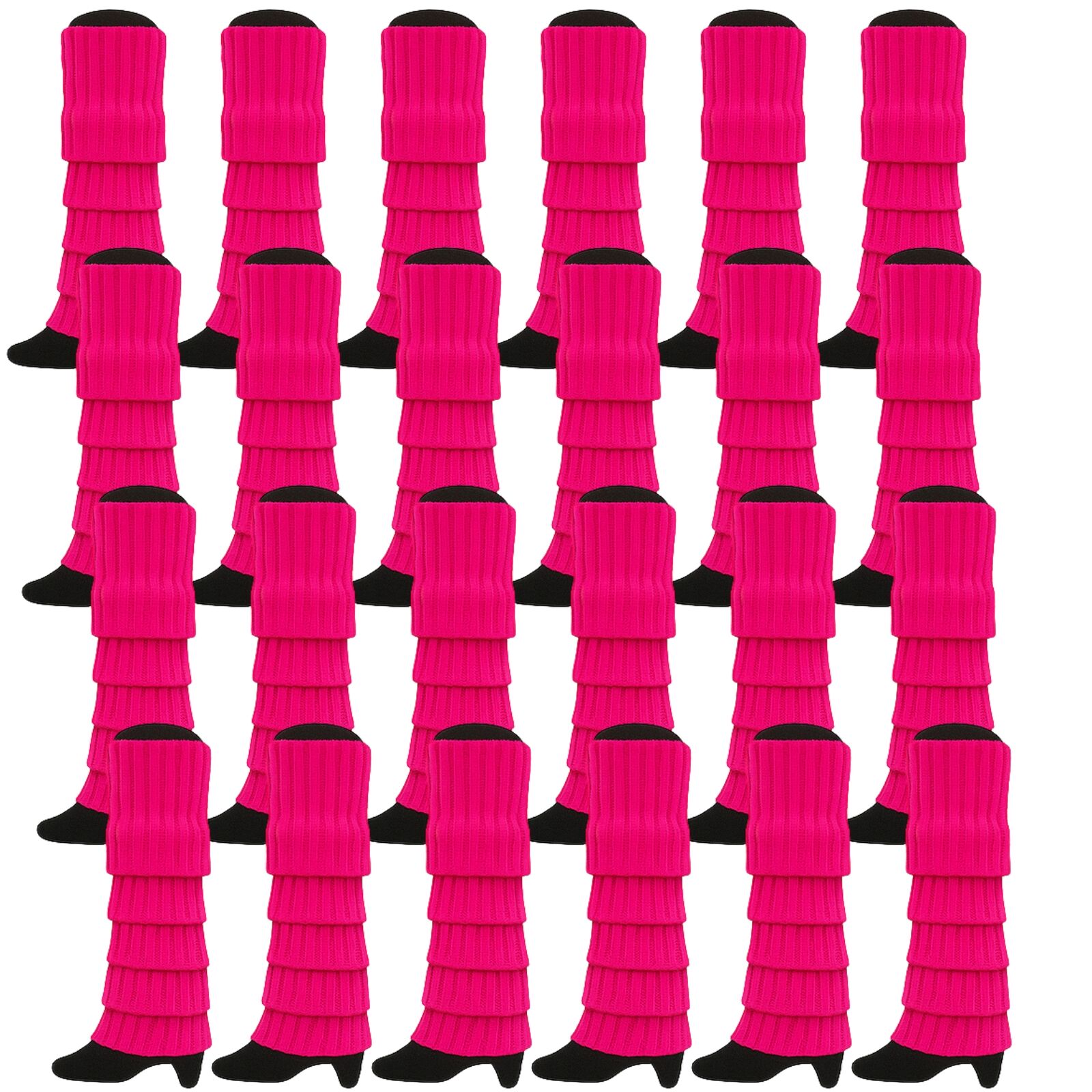 V563-BR-24LEGWARMS-HTPNK-202508190840-00 24x Womens Leg Warmers Disco Winter Knit Dance Party Crochet Legging Socks Costume - Hot Pink - Image 1
