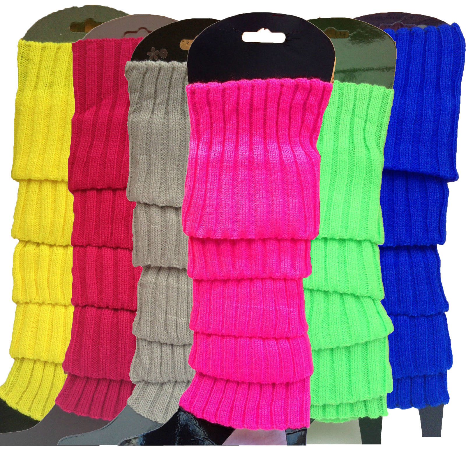 V563-BR-6LEGWARMRS-ASSTDPCK-202506190511-00 6x Womens Leg Warmers Disco Winter Knit Dance Party Crochet Legging Socks Costume - Assorted Pack - Image 1
