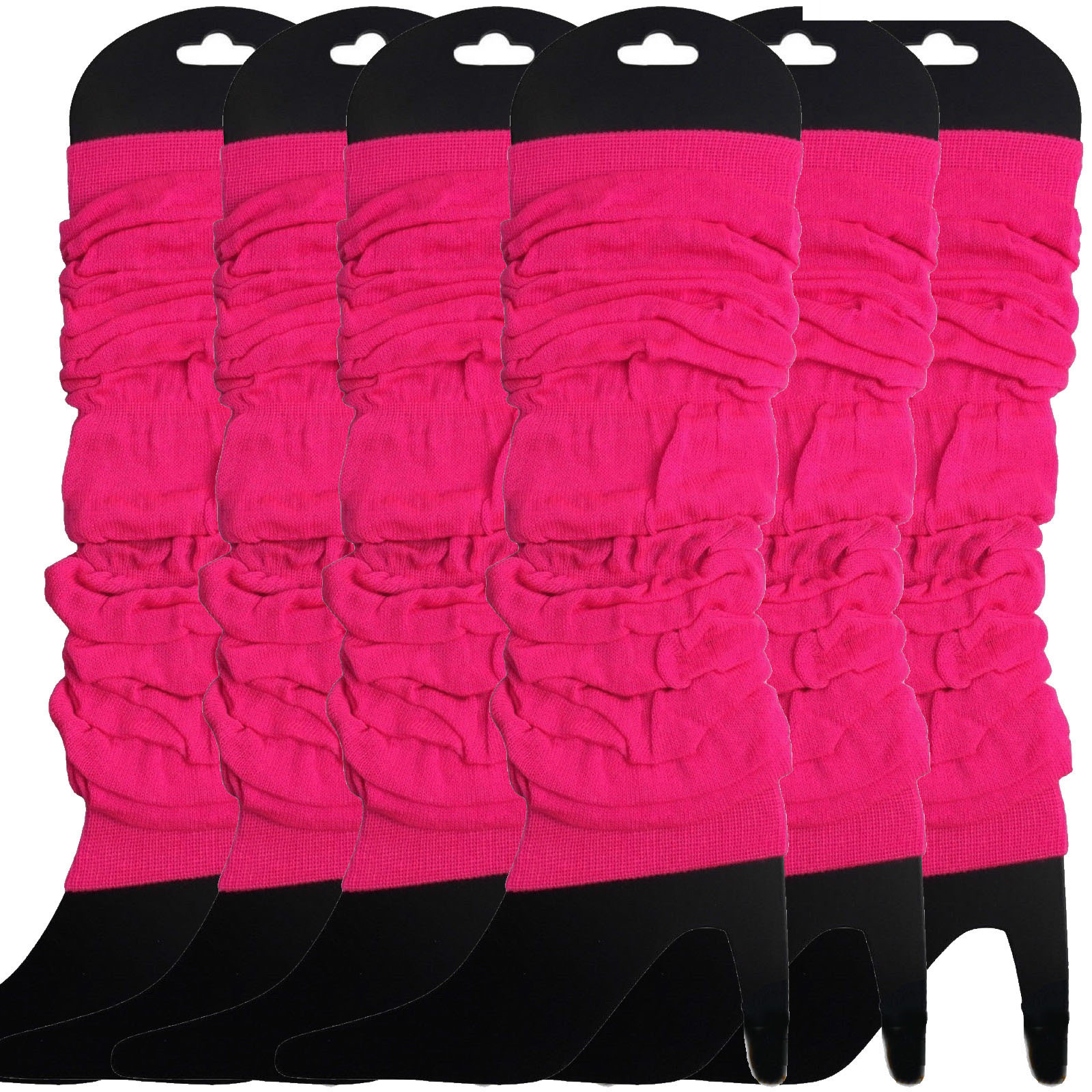 V563-BR-6NNLEGWRMR-FLUHTPNK-202506190454-00 6x LEG WARMERS Knitted Womens Neon Party Knit Ankle Fluro Dance Costume 80s BULK - Fluro Hot Pink - Image 1