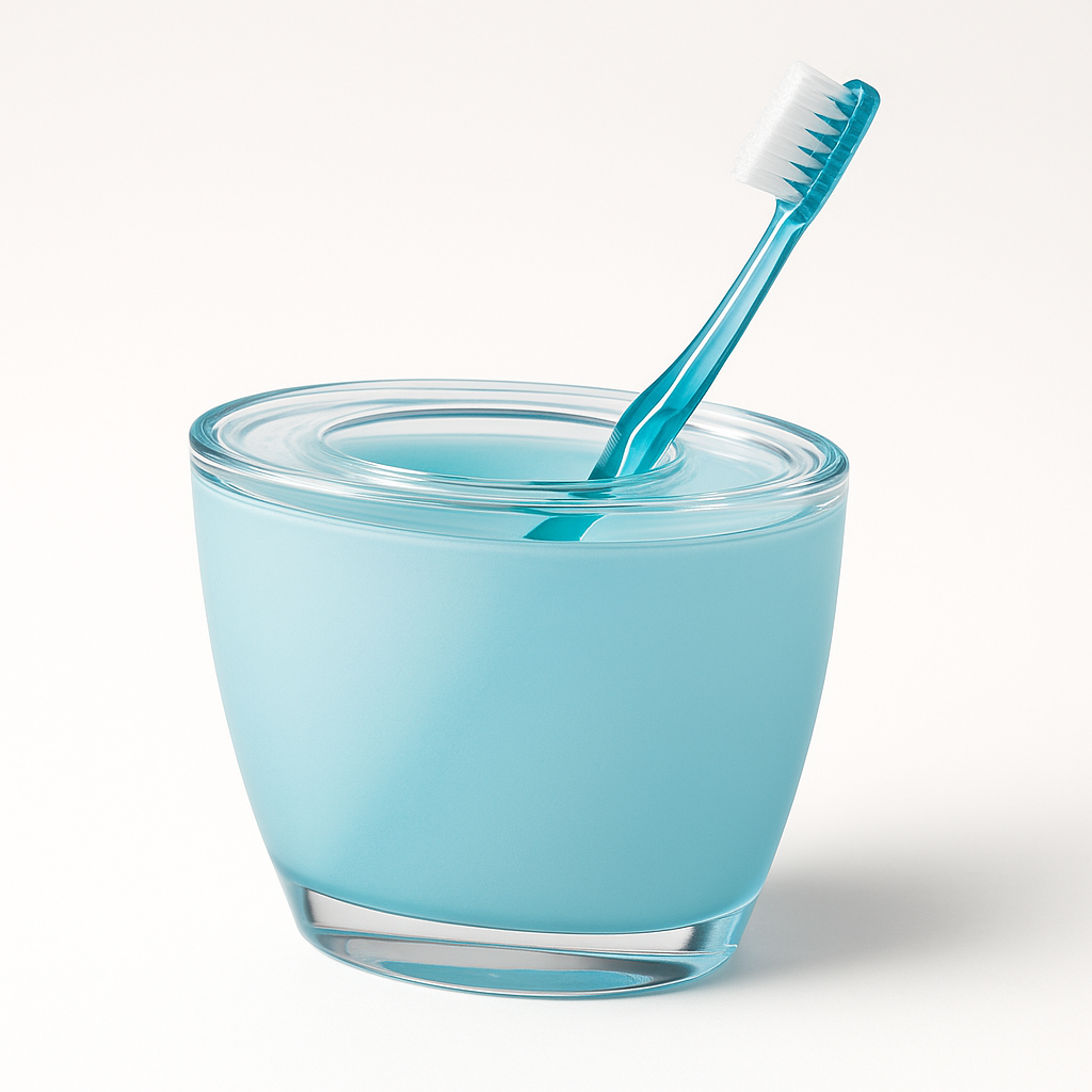 V563-CHB5140TH-BLUE-202506190505-00 Oval Toothbrush Holder Blue Acrylic Lightweight Compact Bathroom Organiser - Image 1