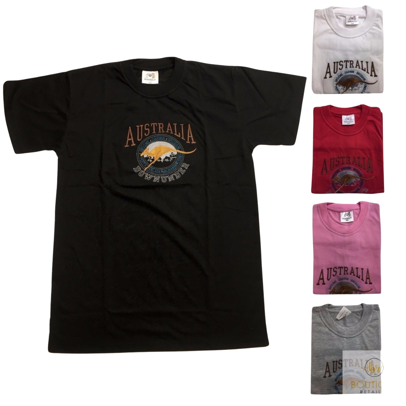V563-ET15-PNK-L-202508190825-00 Adult Australia Kangaroo T Shirt Australia Day Souvenir Tee Top 100% Cotton - Pink - L - Image 1