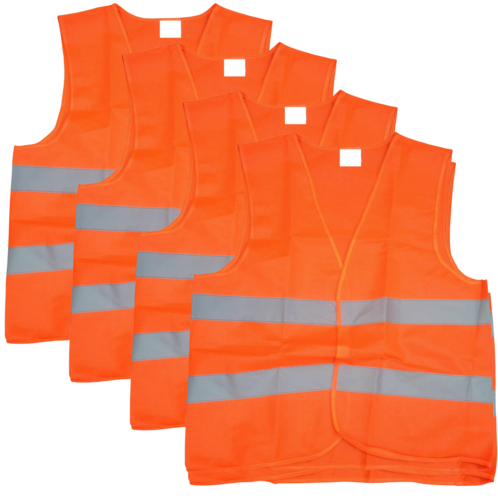 V563-HIVISVEST-ORANGE-10PK-202508260920-00 10x Hi Vis Safety VEST Reflective Tape Workwear Orange ONE SIZE Night & Day BULK - Image 1
