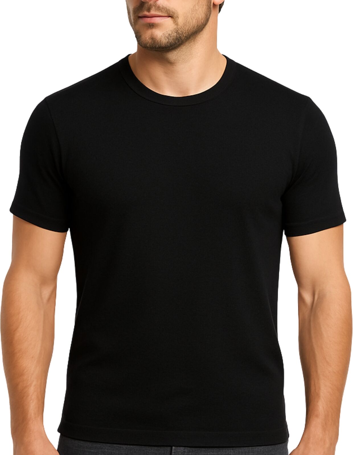 V563-MCNPMERINO-BLK-XS85CM-202508181238-00 Mens 100% Pure Merino Wool Crew Neck Short Sleeve Top T Shirt Thermal Underwear - Black - X-Small (85cm) - Image 1