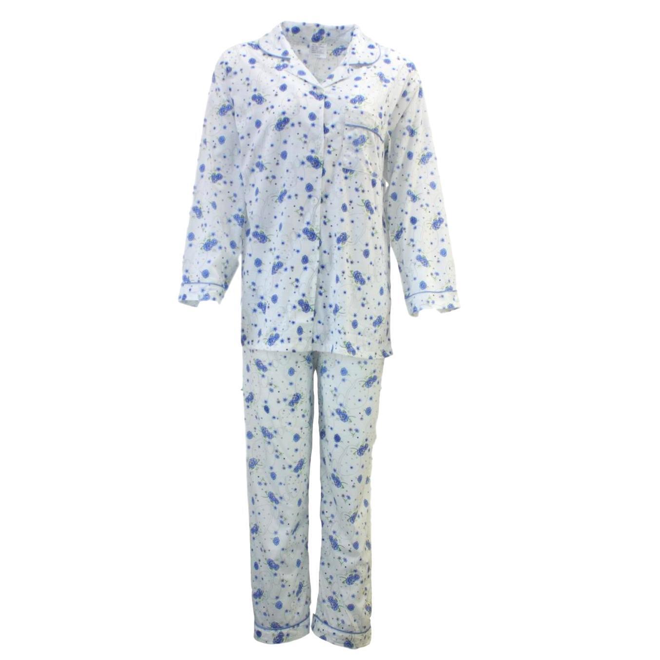 V563-NI-031-BLUE-20-202507211004-00 Womens PYJAMAS PJs Set Pajamas Ladies Cotton PJ Womens Long Sleeve Sleepwear - Blue - 20 - Image 1