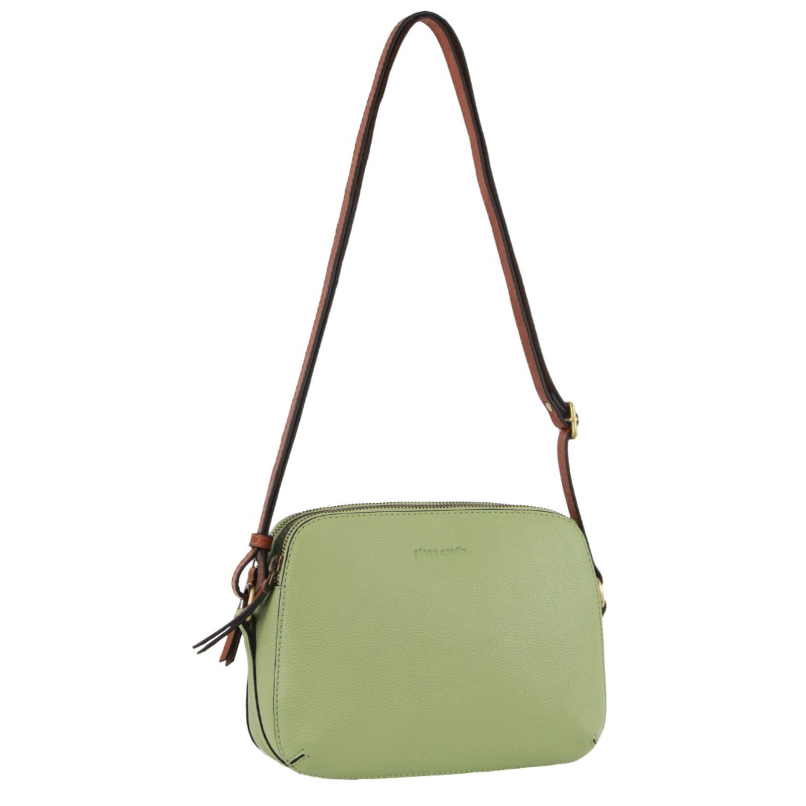 V563-PC3670-JADE-202508190820-00 Pierre Cardin Leather Cross Body Bag Dual Zip Strap Shoulder Clutch in Jade - Image 1