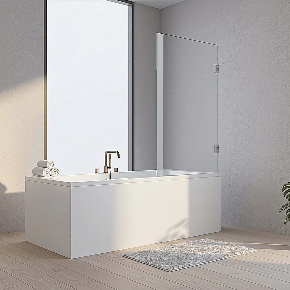 V63-852741-202509161047-00 70cm Frameless Swing Bath Screen with Brushed Gunmetal Hardware - Image 1