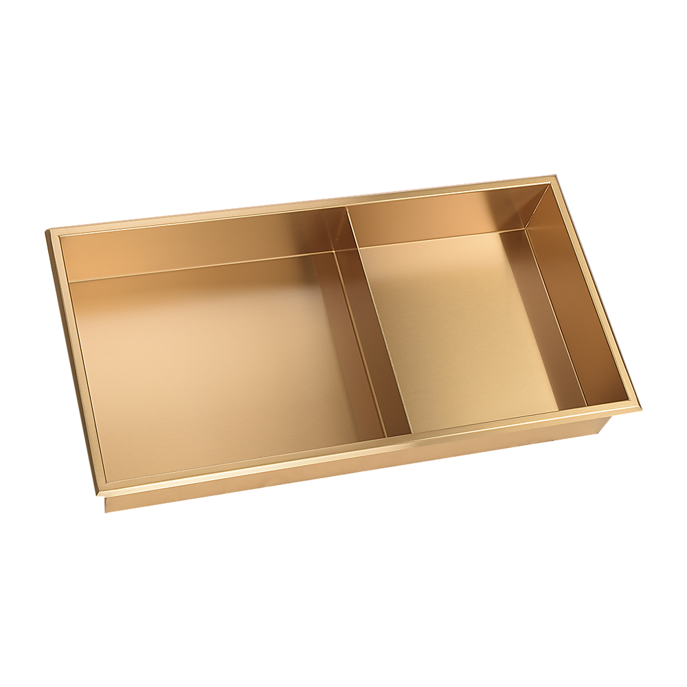 V63-905671-202507042040-00 641 x 336 x 101mm Shower Niche Double Shelf Organizer No Tile Needed in Gold - Image 1