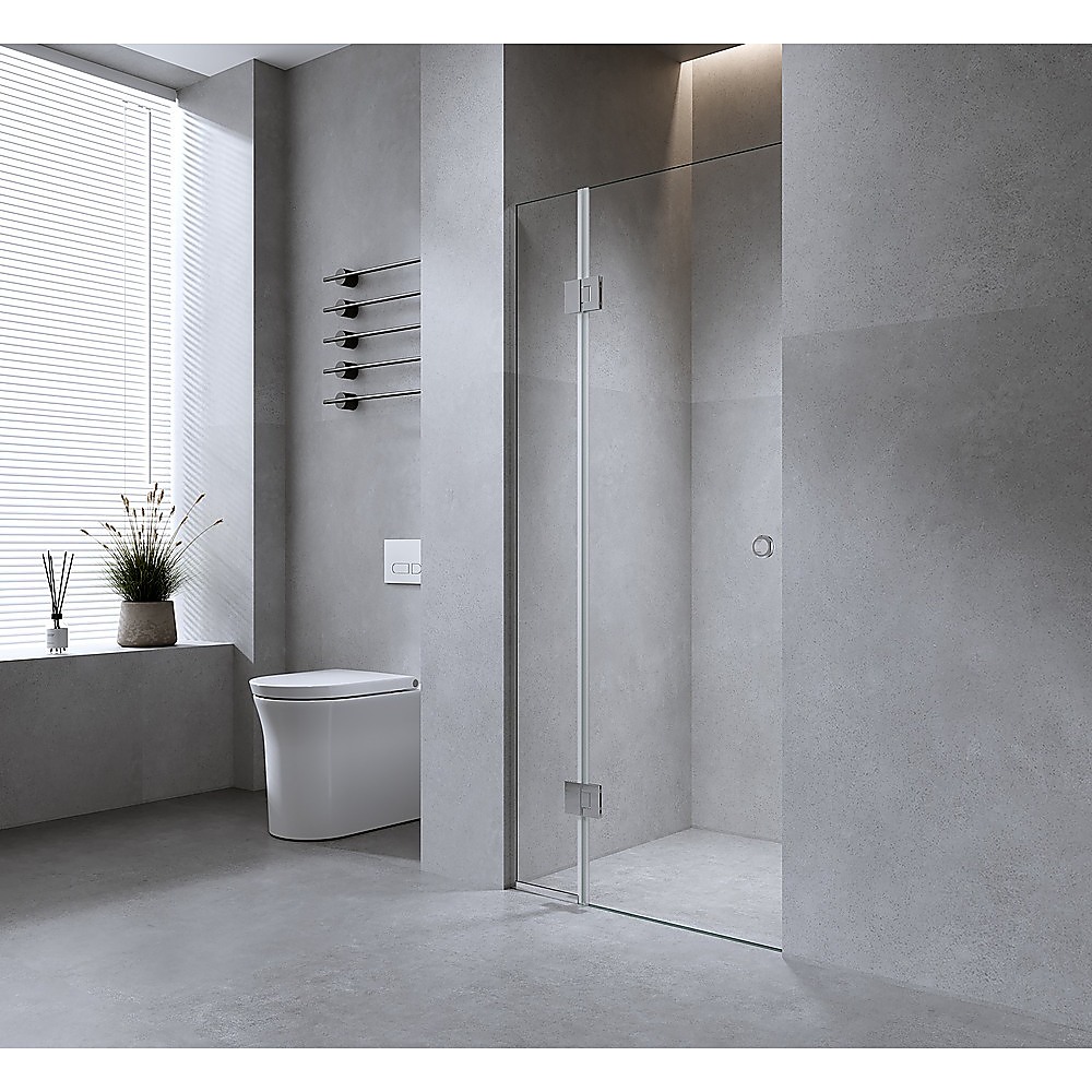 100cm Wall to Wall Frameless Shower Screen with Gunmetal Channel and Brass Hinges