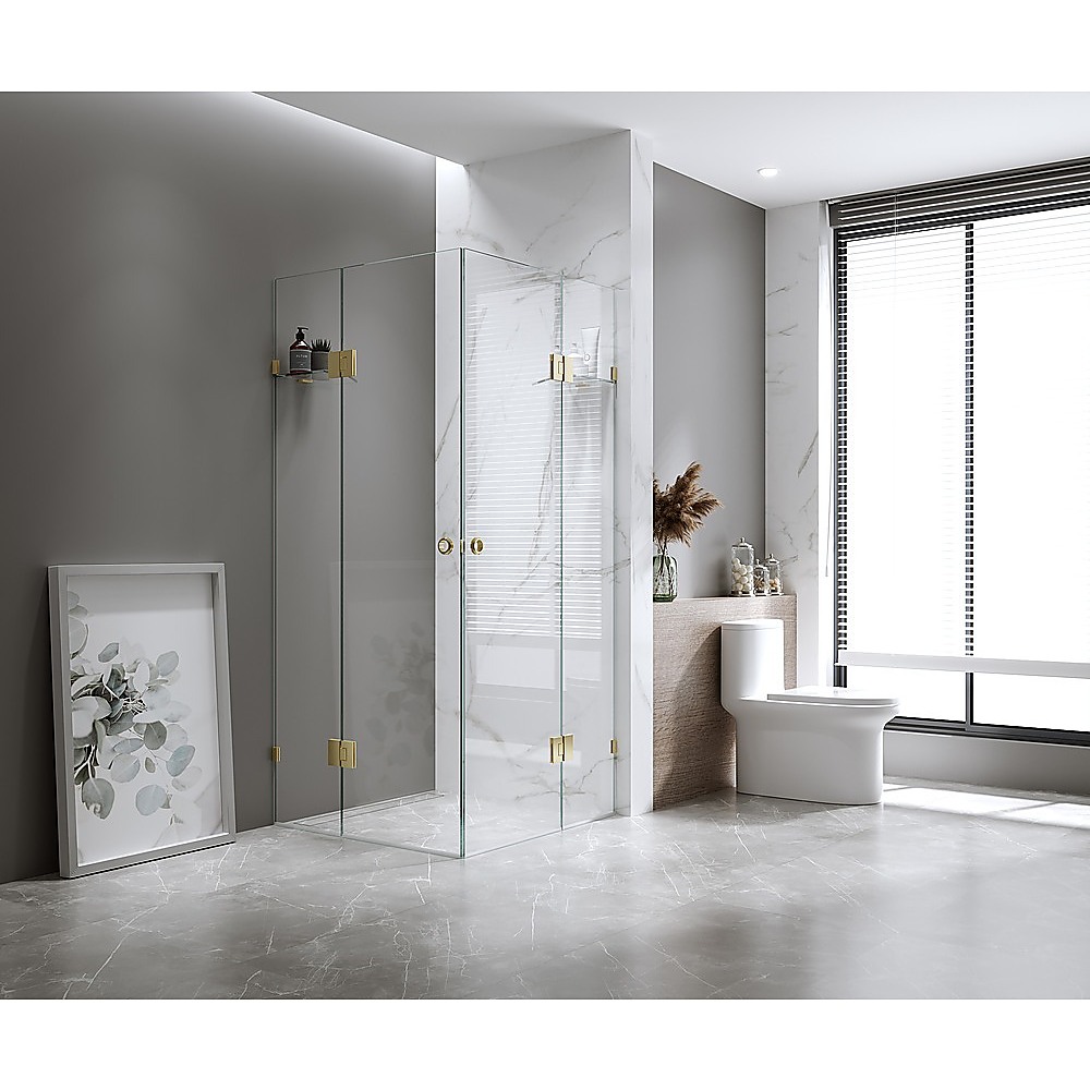 110x120cm Double Door Corner Shower with White Brackets and SS Hinges