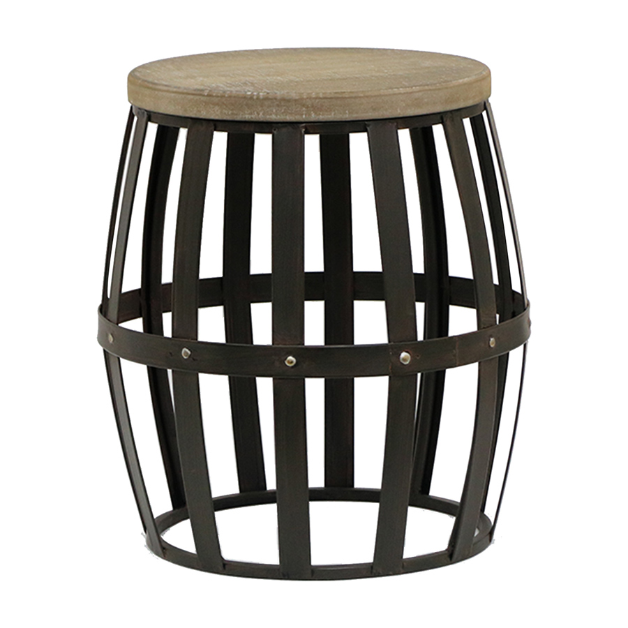 V637-20598STL-202508251310-00 Industro Chic Barrel Stool 45cm - Image 1