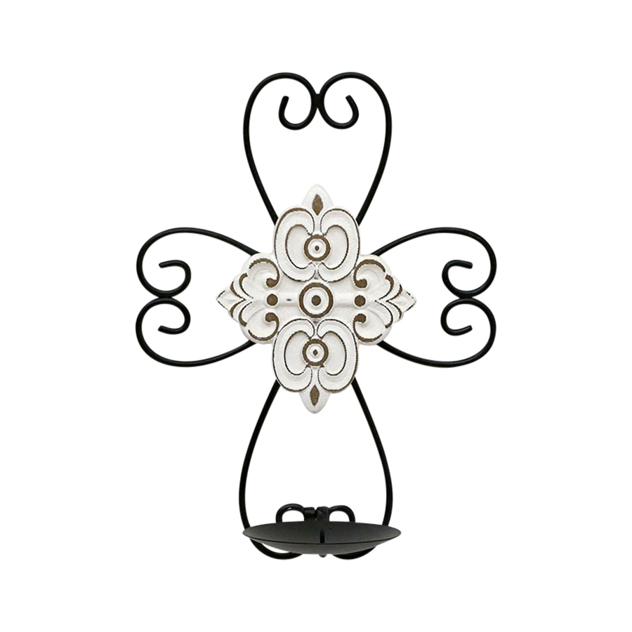 V637-20615CRS-202508251310-00 Fleur Moulded Cross Wall Sconce 33cm - Image 1