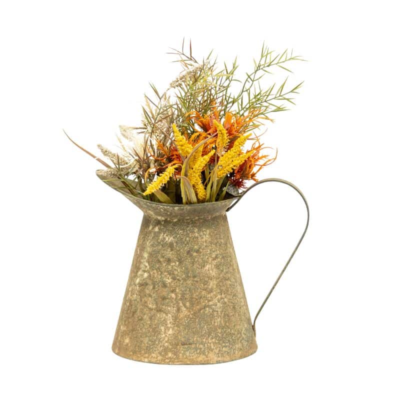 V637-37070JUG-202508251445-00 Vintage Style Metal Pressed Decorative Jug 17cm - Image 1