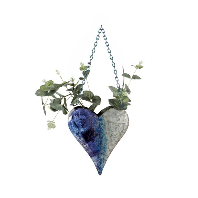 V637-40410HRT-202508251505-00 Natures Art' W Blue Heart Hanging Planter 24cm - Image 1