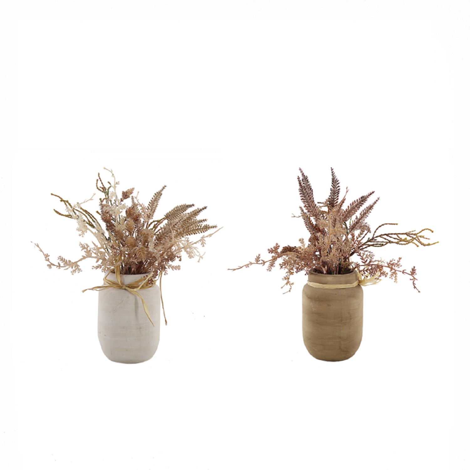 V637-45118FLW-202508251520-00 Set 2 Mixed Dried Flowers in Ceramic Jar 28cm - Image 1